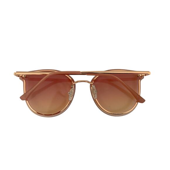 Trendy-Oversized Sunglasses-Rimless-Cat Eye-Rose Gold-Women - Picture 2 of 4
